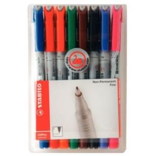 Achetez Pochette de 8 feutres de rétroprojection à  encre effaçable pointe fine 0,7mm 852/8 STAB..