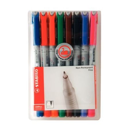 Achetez Pochette de 8 feutres de rétroprojection à  encre effaçable pointe fine 0,7mm 852/8 STAB..