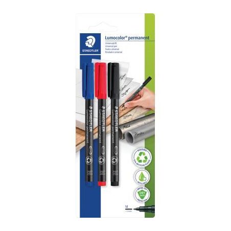 Achetez Pochette de 3 feutres Lumocolor permanents 1,0mm assortis 317-SBK3D LUMOCOLOR STAEDTLER pas ..
