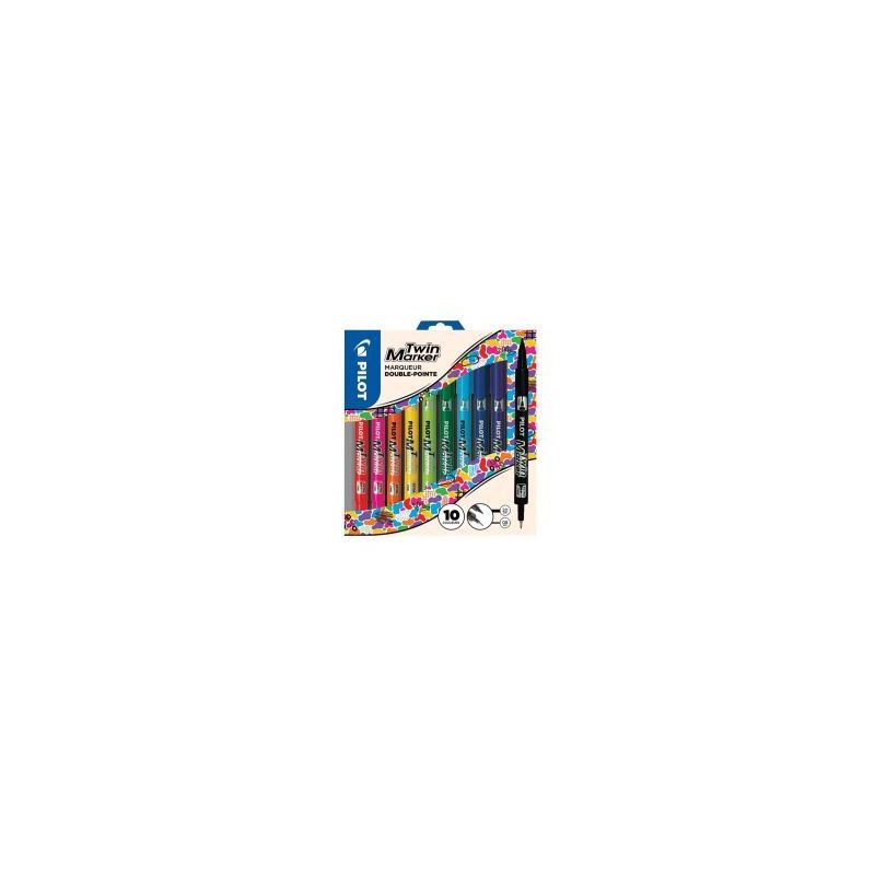 Achetez Pochette de 10 marqueurs Twin Marker assortis 3131910437574 PILOT pas cher sur Ma Rentrée S.. Achetez Pochette de 10 marqueurs Twin Marker assortis 3131910437574 PILOT pas cher sur Ma Rentrée S..