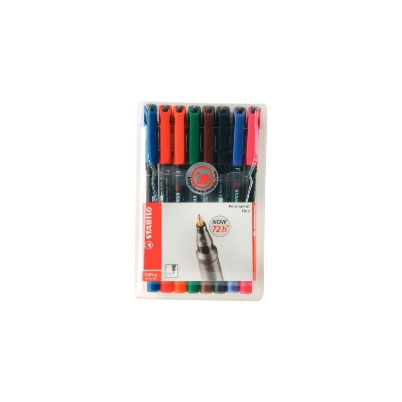 Achetez Pochette de 8 feutres de rétroprojection à  encre indélébile pointe fine 0,7mm 842/8 ST..