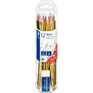 Achetez Boîte de 12 crayons graphite Staedtler Noris 120 HB avec 1 mini gomme offert 61 120P1 STAED..