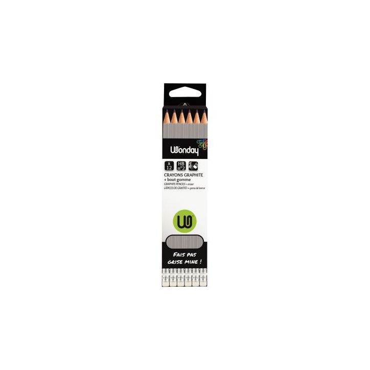 Boîte de 12 crayons graphite ordinaire HB bout gomme FEC100842