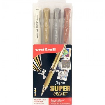 Pochette de 4 stylos Uniball Signo Broad assortis UM153/4 GSW3 UNIBALL