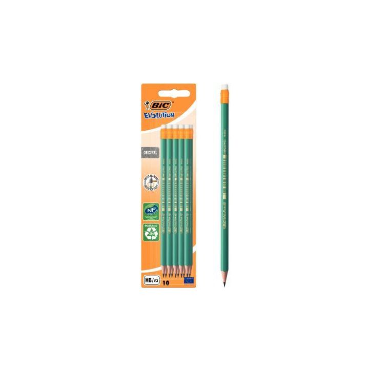 Blister de 10 crayons graphite HB Évolution HB gomme 512027 BIC
