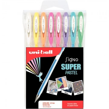 Pochette de 8 stylos gel Signo pastels UM120AC/8 UNIBALL