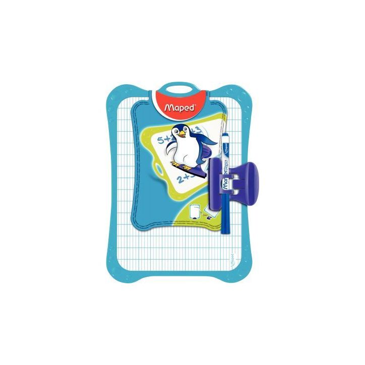 Ardoise effaçable à  sec 20 x 28,5 cm Une face unie pour dessiner et une face seyès pour écrire 258500 MAPE