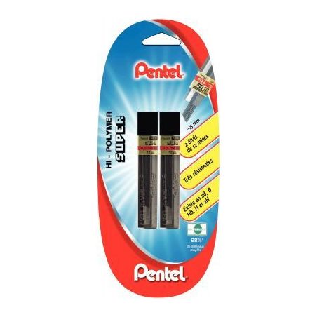 Achetez Blister de 2 étuis de 12 mines Hi-Polymer 0,5mm B 920502 PENTEL pas cher sur Ma Rentrée Sc..