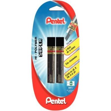 Achetez Blister de 2 étuis de 12 mines Hi-Polymer 0,5mm B 920502 PENTEL pas cher sur Ma Rentrée Sc..