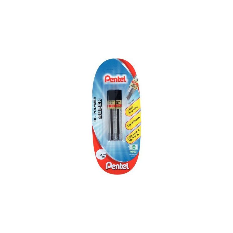 Achetez Blister de 2 étuis de 12 mines Hi-Polymer 0,5mm 2B 212022 PENTEL pas cher sur Ma Rentrée S.. Achetez Blister de 2 étuis de 12 mines Hi-Polymer 0,5mm 2B 212022 PENTEL pas cher sur Ma Rentrée S..