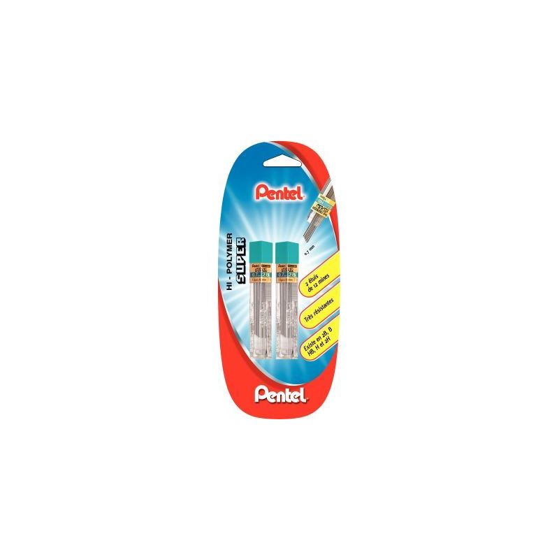 Achetez Blister de 2 étuis de 12 mines Hi-Polymer 0,7mm 2B 212722 PENTEL pas cher sur Ma Rentrée S.. Achetez Blister de 2 étuis de 12 mines Hi-Polymer 0,7mm 2B 212722 PENTEL pas cher sur Ma Rentrée S..