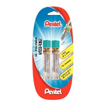 Achetez Blister de 2 étuis de 12 mines Hi-Polymer 0,7mm 2B 212722 PENTEL pas cher sur Ma Rentrée S..