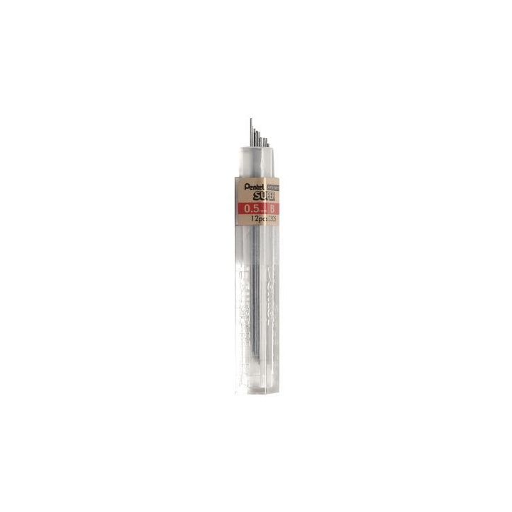 Etui de 12 mines graphite Hi-polymer SUPER diamètre 0,5 mm. B C505-B PENTEL
