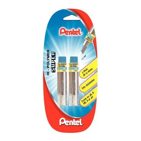 Achetez Blister de 2 étuis de 12 mines Hi-Polymer 0,7mm HB 212782 PENTEL pas cher sur Ma Rentrée S..