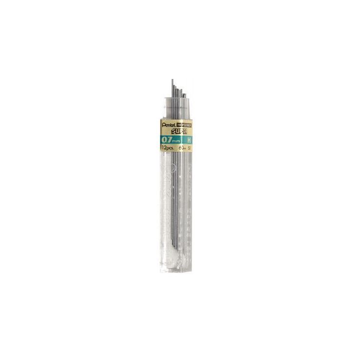 Etui de 12 mines graphite Hi-polymer SUPER diamètre 0,7 mm. H 50-HX PENTEL
