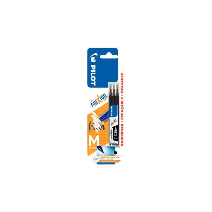 Blister de 3 recharges Frixion pointe moyenne noires 3131910637745 FRIXION PILOT