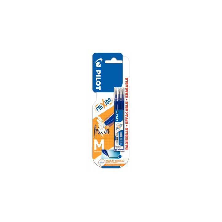 Blister de 3 recharges Frixion pointe moyenne bleues 3131910637752 FRIXION PILOT