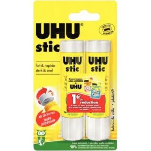 Achetez Blister de 2 bâtons de colles 21g Uhu stick 52190 UHU pas cher sur Ma Rentrée Scolaire