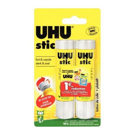 Achetez Blister de 2 bâtons de colles 21g Uhu stick 52190 UHU pas cher sur Ma Rentrée Scolaire