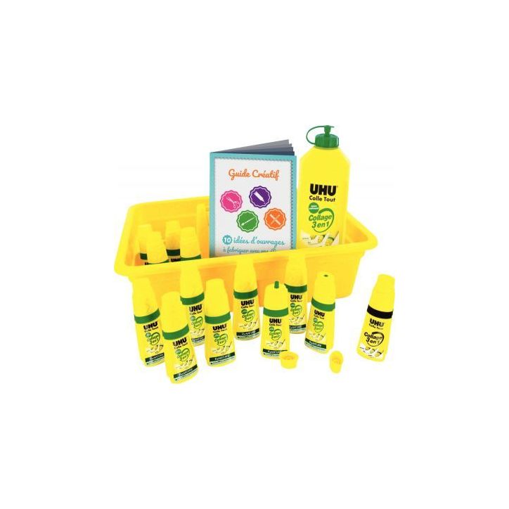Pack scolaire de 12 flacons Collage 3 en 1   UHU Renature + recharge 36315 UHU