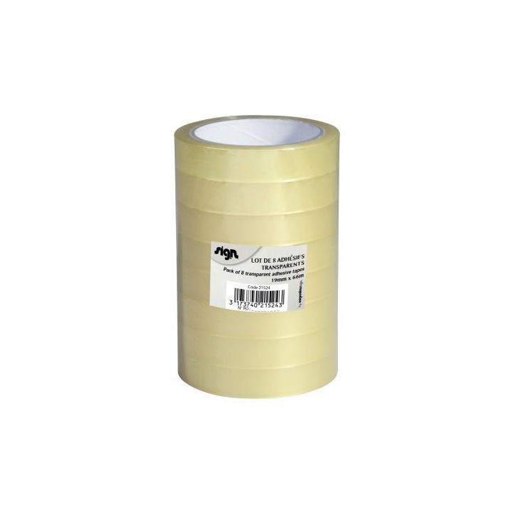 Tour de 8 rouleaux adhésifs transparent 19x66m SG21524