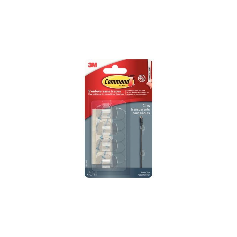 Achetez Blister de 4 clips adhésifs transparents pour câbles 17017CLR SCOTCH 3M pas cher sur Ma Re..