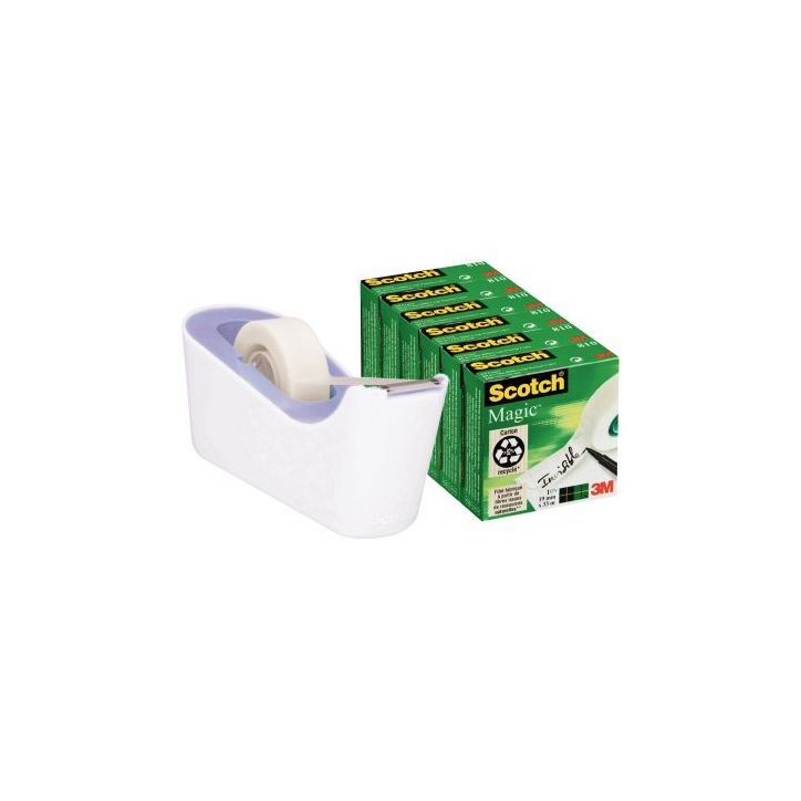 Lot de 1 dévidoir bleu lavande et blanc C18 avec 6 rouleaux Scotch Magic 19 mm x 33 m BP1078 SCOTCH 3M
