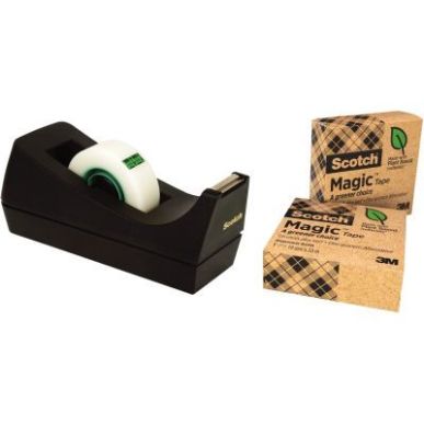 Achetez Pack dévidoir C38 NOIR en plastique recyclé + 3 rouleaux d'adhésifs invisibles Scotch Mag..