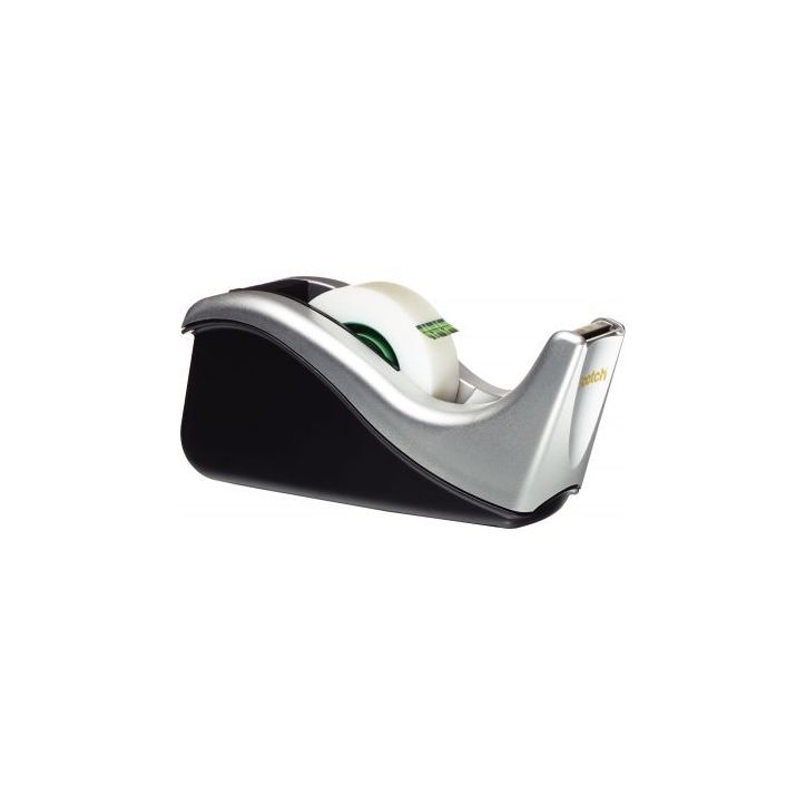 Dévidoir de bureau C60 argent avec 1 rouleau de Scotch Magic BP110 SCOTCH 3M