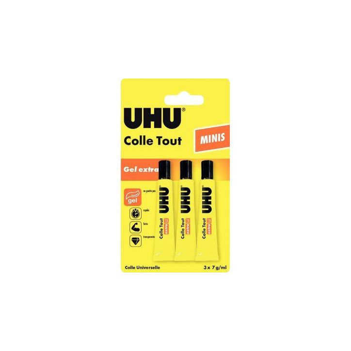 Lot 3 tubes colle gel 7ml 34250 UHU