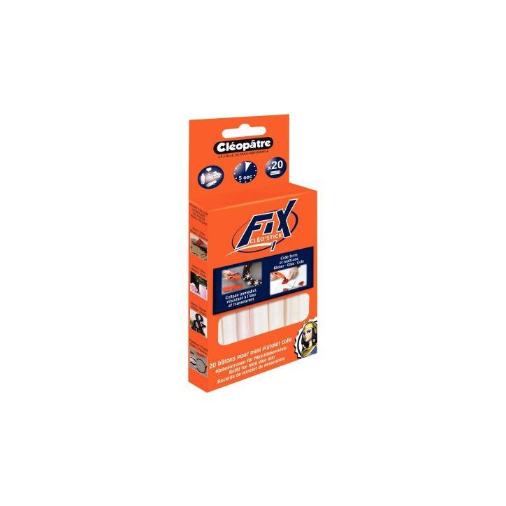 Blister de 20 bâtons de colle transparente pour le pistolet à colle code 56405 PO20RCT CLEOPATRE