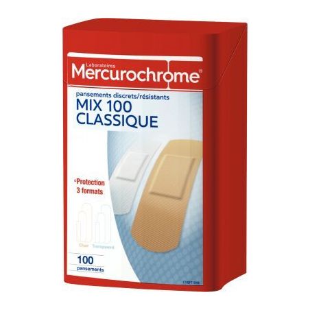 Achetez Boîte de 100 pansements assortis 3160920501531 MERCUROCHROME pas cher sur Ma Rentrée Scola..