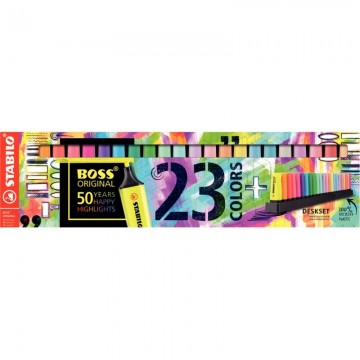 STABILO BOSS ORIGINAL surligneur pointe biseautée - Set de bureau de 23 surligneurs - coloris assortis