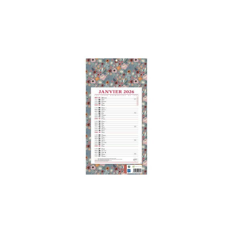 Achetez Calendrier mensuel 12 feuilles 36x19cm végétal PAP409V BOUCHUT GRANDREMY pas cher sur Ma R..