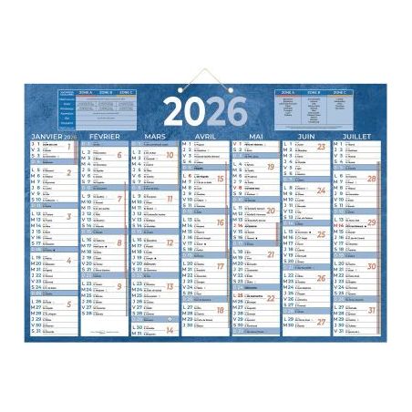 Achetez Calendrier semestriel 7 mois par face 38,5x54cm bleu PAP230B pas cher sur Ma Rentrée Scolai..