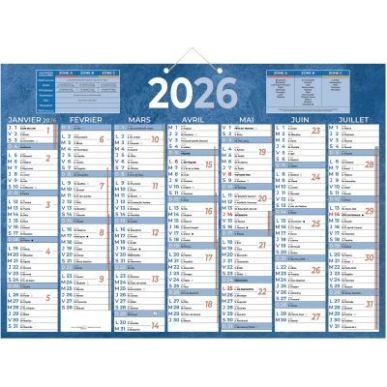 Achetez Calendrier semestriel 7 mois par face 38,5x54cm bleu PAP230B pas cher sur Ma Rentrée Scolai..
