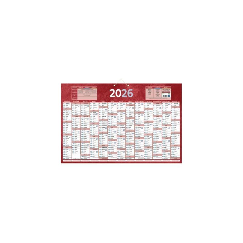 Achetez Calendrier annuel 13 mois  43x65cm rouge PAP228R pas cher sur Ma Rentrée Scolaire