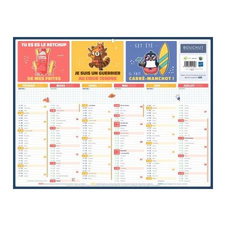 Achetez Calendrier semestriel 6 mois sur chaque face 32 x 42 cm PAPREGLESDEVIE BOUCHUT GRANDREMY pas..