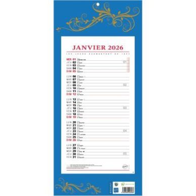 Achetez Calendrier mensuel 12 feuillets 36x19cm bleu PAP411B pas cher sur Ma Rentrée Scolaire