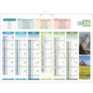 Achetez Calendrier semestriel 6 mois par face 4 saisons 40,5x55cm PAPSAISONS BOUCHUT GRANDREMY pas c..