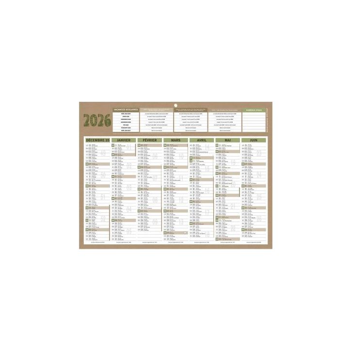 Calendrier Natura médium 32x42cm PAPNATURAMED BOUCHUT GRANDREMY