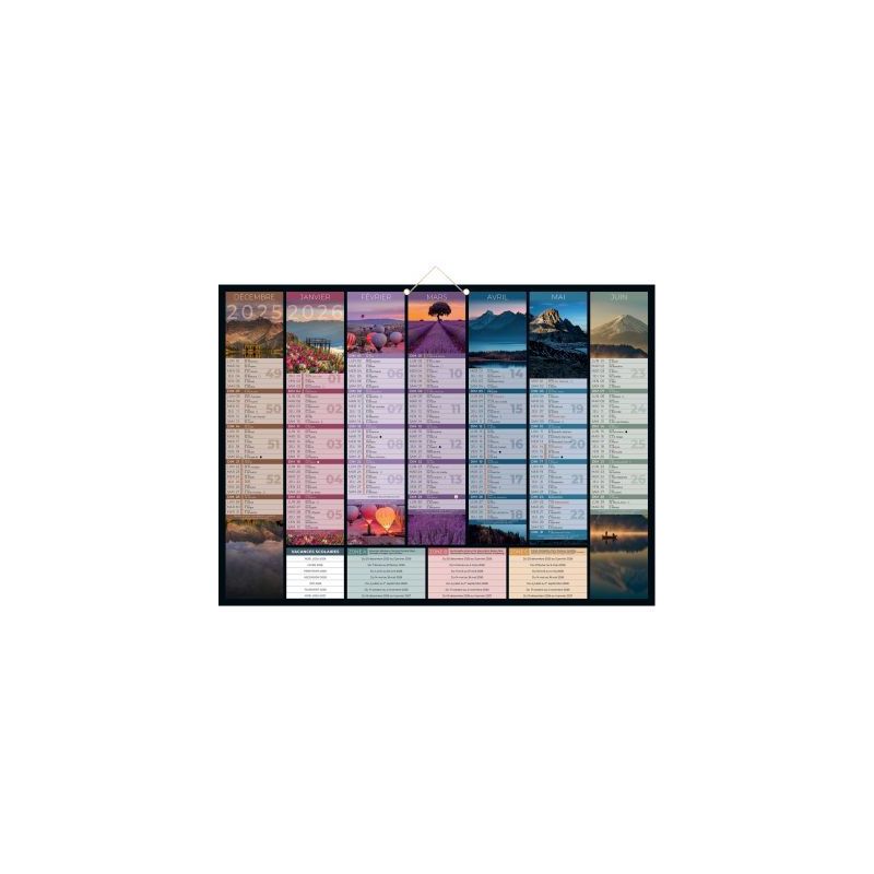 Achetez Calendrier semestriel 7 mois par face Bancolor 40,5x55cm PAPBANCOLOR BOUCHUT GRANDREMY pas c..