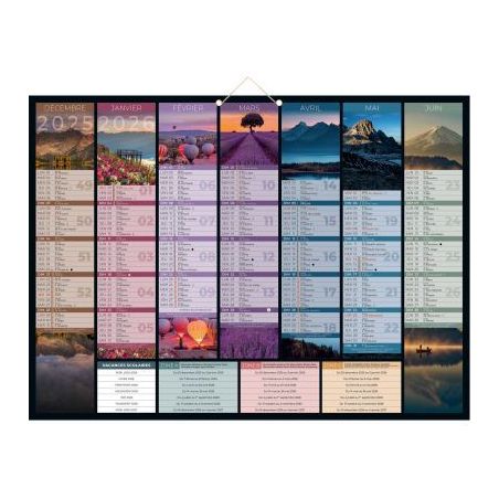 Achetez Calendrier semestriel 7 mois par face Bancolor 40,5x55cm PAPBANCOLOR BOUCHUT GRANDREMY pas c..