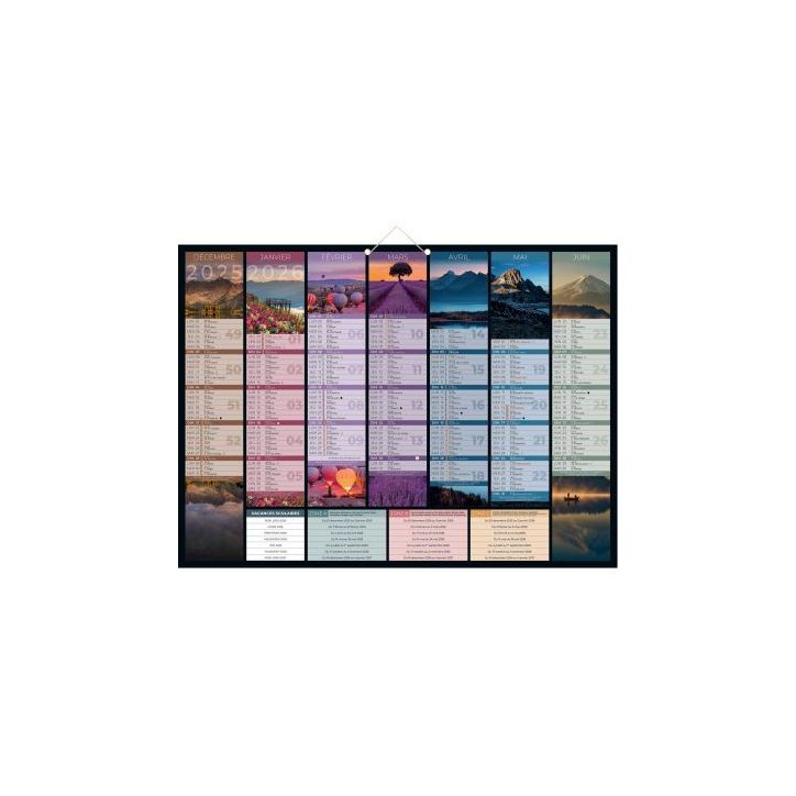 Calendrier semestriel 7 mois par face Bancolor 40,5x55cm PAPBANCOLOR BOUCHUT GRANDREMY