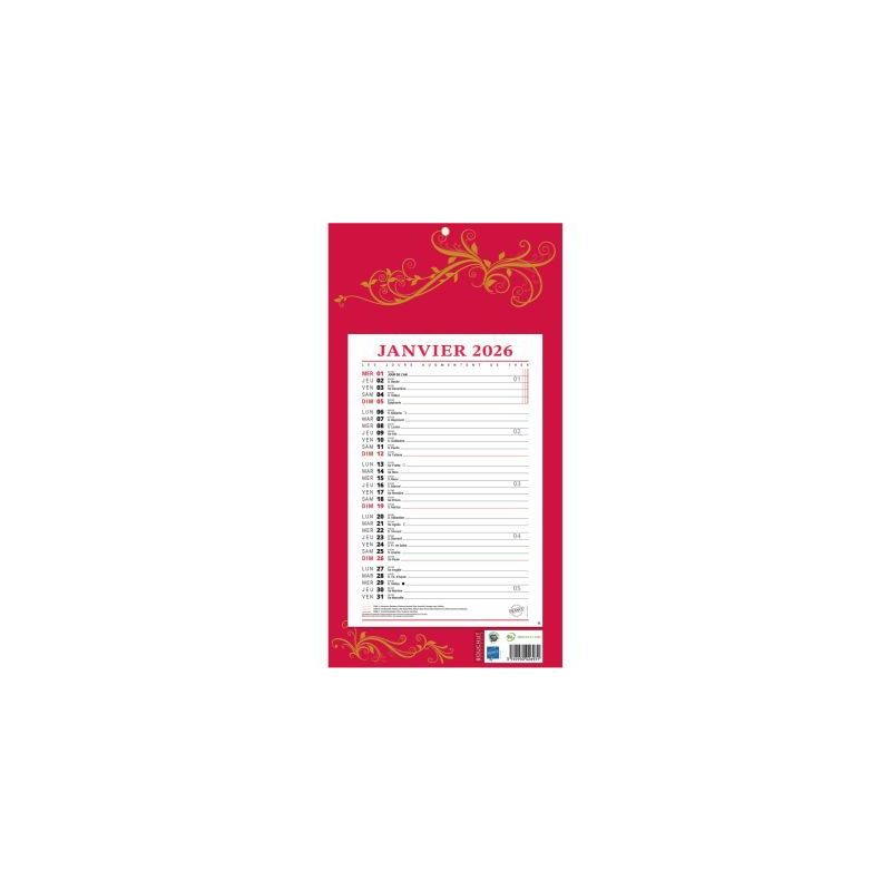 Achetez Calendrier mensuel 12 feuilles 36x19cm rouge PAP409R pas cher sur Ma Rentrée Scolaire Achetez Calendrier mensuel 12 feuilles 36x19cm rouge PAP409R pas cher sur Ma Rentrée Scolaire