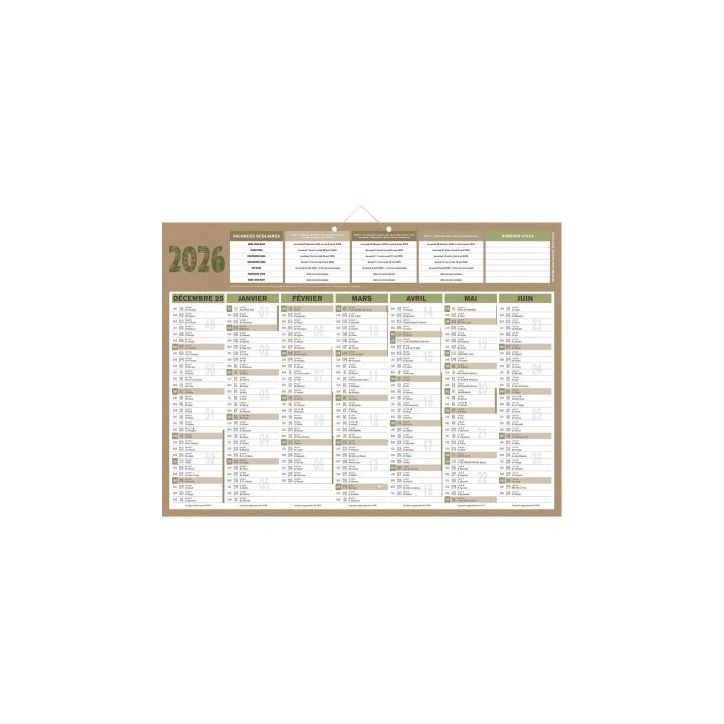 Calendrier semestriel 7 mois par face Natura 40,5x55cm PAPNATURA BOUCHUT GRANDREMY