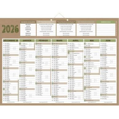 Achetez Calendrier semestriel 7 mois par face Natura 40,5x55cm PAPNATURA BOUCHUT GRANDREMY pas cher ..