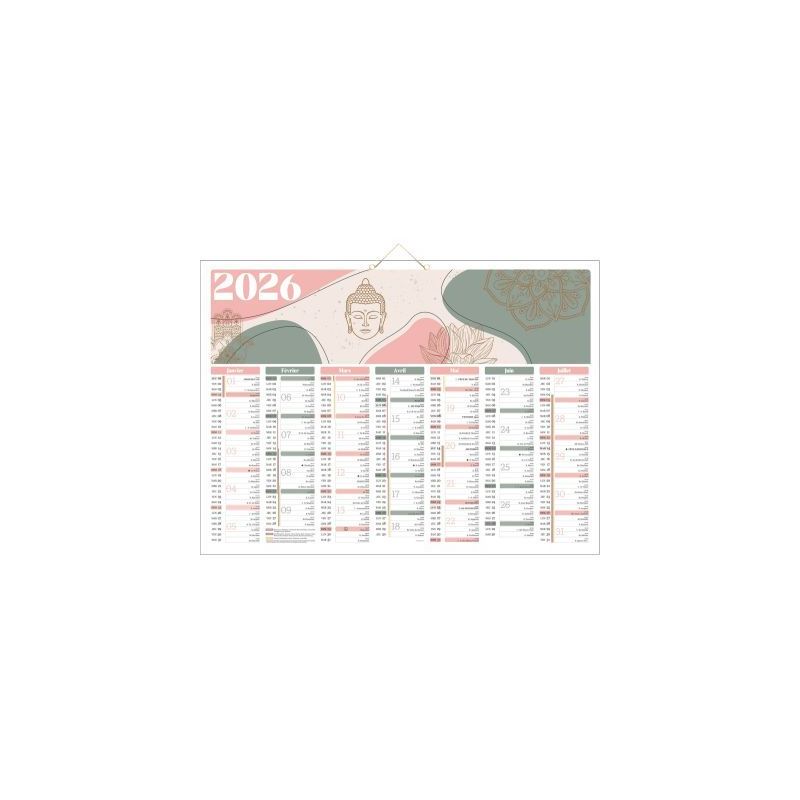 Achetez Calendrier semestriel 7 mois par face Zen 40,5x55cm PAPZEN BOUCHUT GRANDREMY pas cher sur Ma..