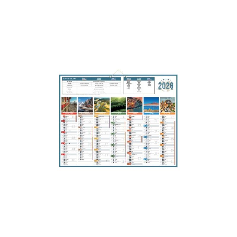 Achetez Calendrier semestriel 7 mois par face Planète 43x55cm PAPPLANETE BOUCHUT GRANDREMY pas cher..