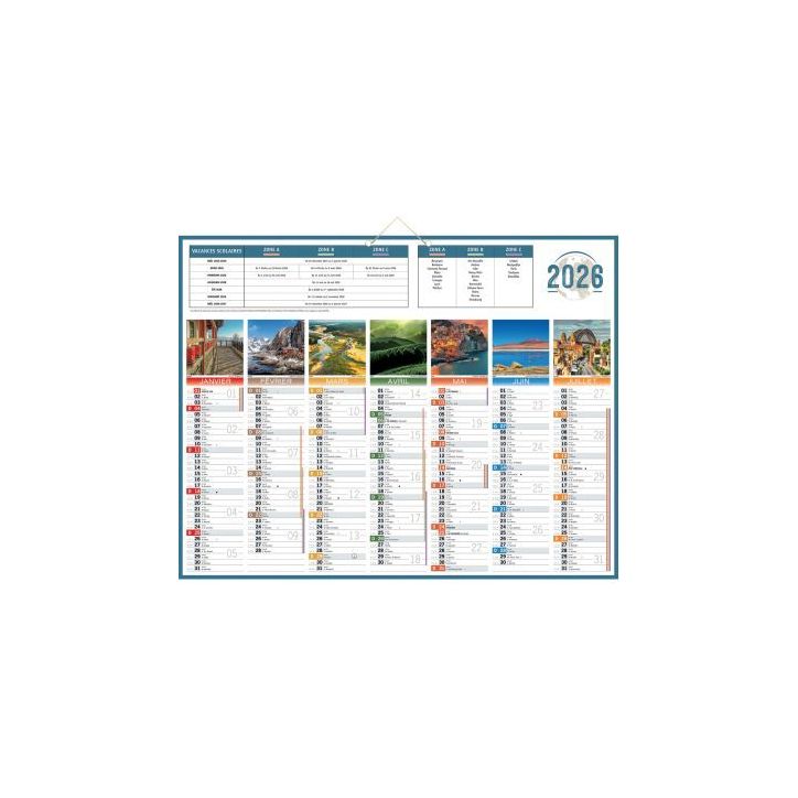 Calendrier semestriel 7 mois par face Planète 43x55cm PAPPLANETE BOUCHUT GRANDREMY